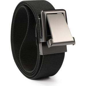 imageCHAOREN Tactical Belt Men  15quot Stretch Nylon Gun Belts for Mens  Quick Release Slide Buckle for Military Work EDC HikingBlack