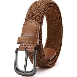 imageCHAOREN Woven Boys Belt 125quot Elastic Braided Kids Belt Casual for Golf And BaseballTan