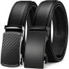 imageCHAOREN Leather Ratchet Belt Men 2 Pack  Customizable Fit Effortless Style 35mmBlack  Carbon FiberBasic Black