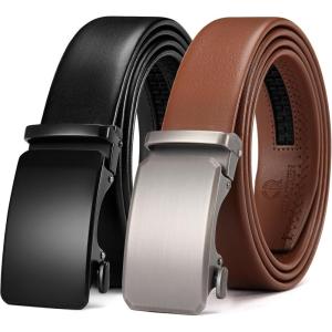 imageCHAOREN Leather Ratchet Belt Men 2 Pack  Customizable Fit Effortless Style 35mmBlackTan
