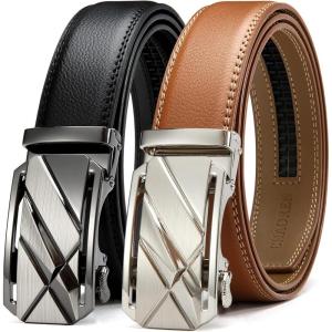 imageCHAOREN Leather Ratchet Belt Men 2 Pack  Customizable Fit Effortless Style 35mmLaser BlackLight Brown