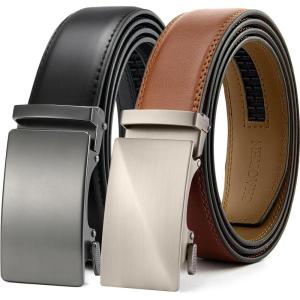 imageCHAOREN Leather Ratchet Belt Men 2 Pack  Customizable Fit Effortless Style 35mmTanBlack