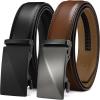 imageCHAOREN Leather Ratchet Belt Men 2 Pack  Customizable Fit Effortless Style 35mmBlackDeep Brown