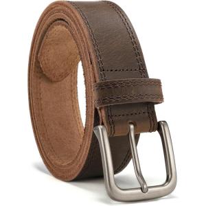 imageCHAOREN Full Grain Leather Belt for Men Work Belts for Men Heavy Duty Daily Wear for Jeans PantsDark Brown Stitched