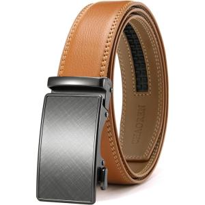imageCHAOREN Mens Belt  Mens Ratchet Belt Leather 1 38quot for Dress Pant  Micro Adjustable Belt Fit EverywhereCharcoal Light Brown