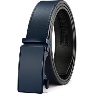 imageCHAOREN Mens Belt  Mens Ratchet Belt Leather 1 38quot for Dress Pant  Micro Adjustable Belt Fit EverywhereNavy Blue