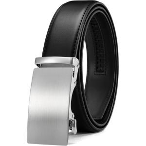 imageCHAOREN Mens Belt  Mens Ratchet Belt Leather 1 38quot for Dress Pant  Micro Adjustable Belt Fit EverywhereSilver Black