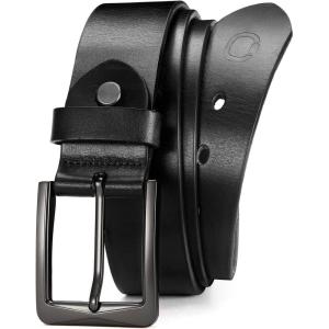 imageCHAOREN Mens Leather Belt  Italian Full Grain Leather Belts  Ideal for Casul Jeans ampamp Work WearBlack