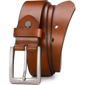 imageCHAOREN Mens Leather Belt  Italian Full Grain Leather Belts  Ideal for Casul Jeans ampamp Work WearCognac