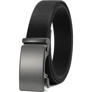 imageCHAOREN Mens Belt Stretchable  Elastic Golf Nylon Web Adjustable Belt  for Casual WearBmatted GunBlack
