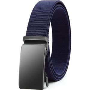 imageCHAOREN Mens Belt Stretchable  Elastic Golf Nylon Web Adjustable Belt  for Casual WearEmatted GunBlue