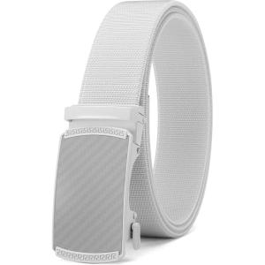 imageCHAOREN Mens Belt Stretchable  Elastic Golf Nylon Web Adjustable Belt  for Casual WearWhite
