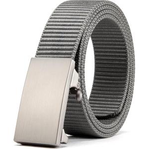imageCHAOREN Nylon Ratchet Belts for Men  Adjustable Web Belt  Automatic Slide Buckle for Casual Golf WorkGrey