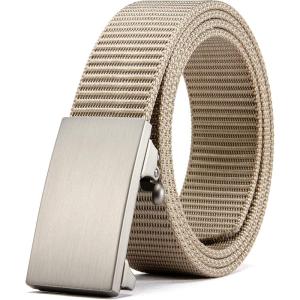 imageCHAOREN Nylon Ratchet Belts for Men  Adjustable Web Belt  Automatic Slide Buckle for Casual Golf WorkKhaki
