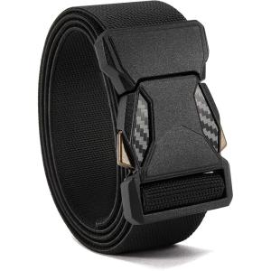 imageCHAOREN Stretch Tactical Belt Men  15quot Nylon Work Belts for Men  Quick Release for Utility EDCCarbon Fiber Black