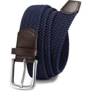 imageCHAOREN Mens Belt  Braided Stretch Golf Belt for Men 1 38quot Gift for Golf Pants Casual Shorts JeansSilver  Navy