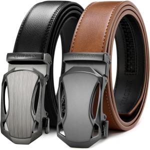 imageCHAOREN Leather Ratchet Belt Men 2 Pack  Customizable Fit Effortless Style 35mmBlackBrown Tan