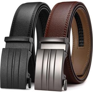 imageCHAOREN Leather Ratchet Belt Men 2 Pack  Customizable Fit Effortless Style 35mmBlackMahogany