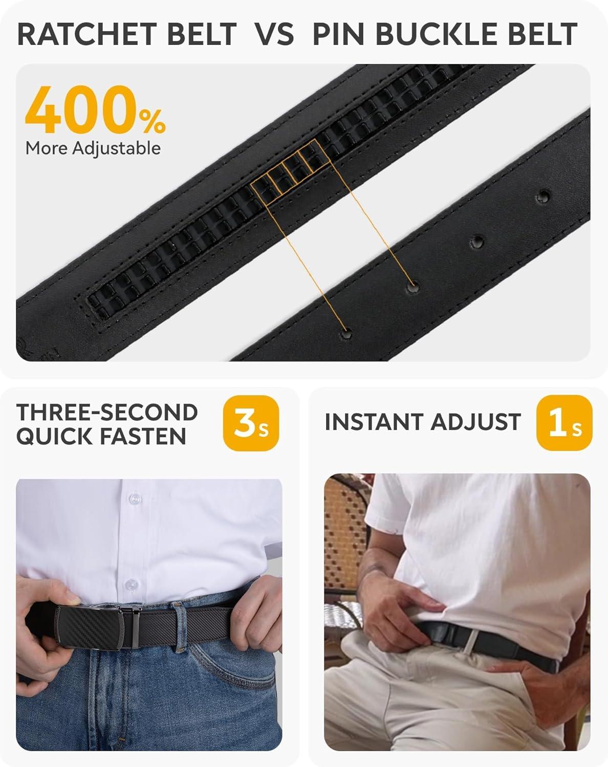 imageCHAOREN Mens Belt  Mens Ratchet Belt Leather 1 38quot for Dress Pant  Micro Adjustable Belt Fit EverywhereBrown