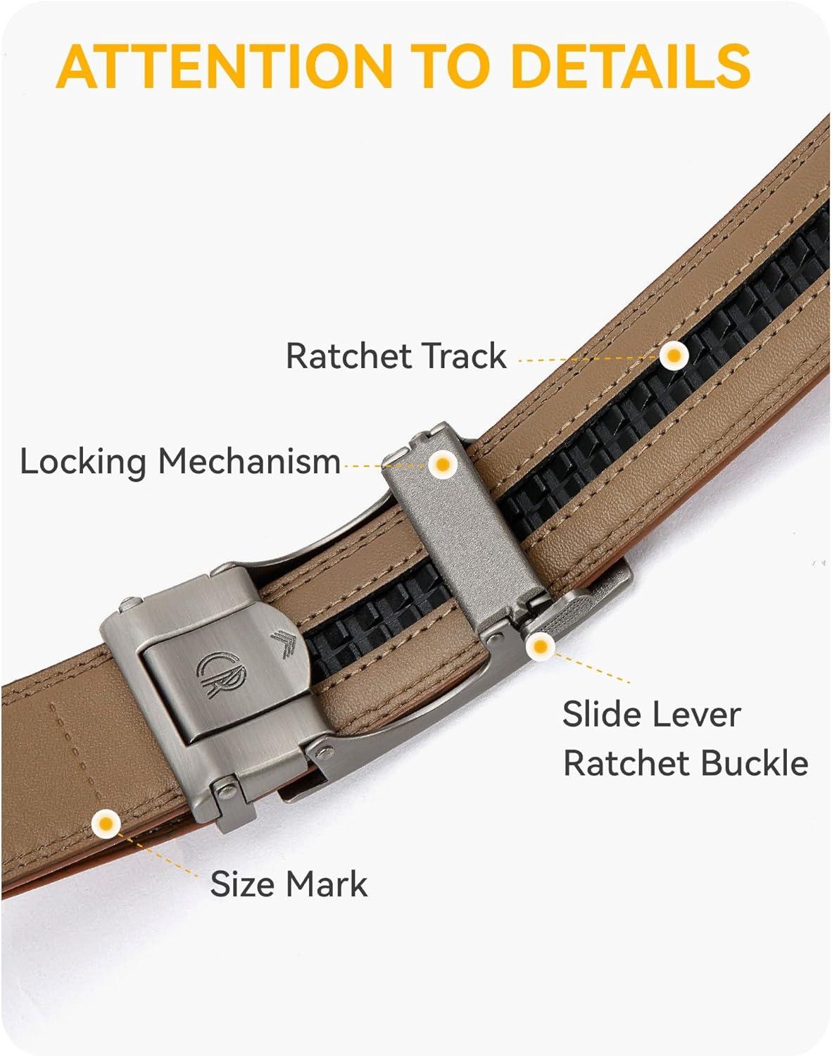 imageCHAOREN Mens Belt  Mens Ratchet Belt Leather 1 38quot for Dress Pant  Micro Adjustable Belt Fit EverywhereCharcoal Grey