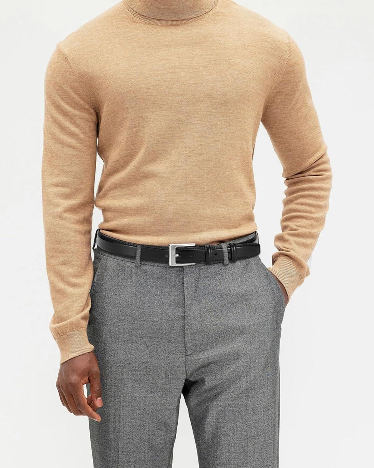 imageCHAOREN Mens Belts Leather Gift for Men  Perfect Companion to Mens Dress ShoesBasic Black