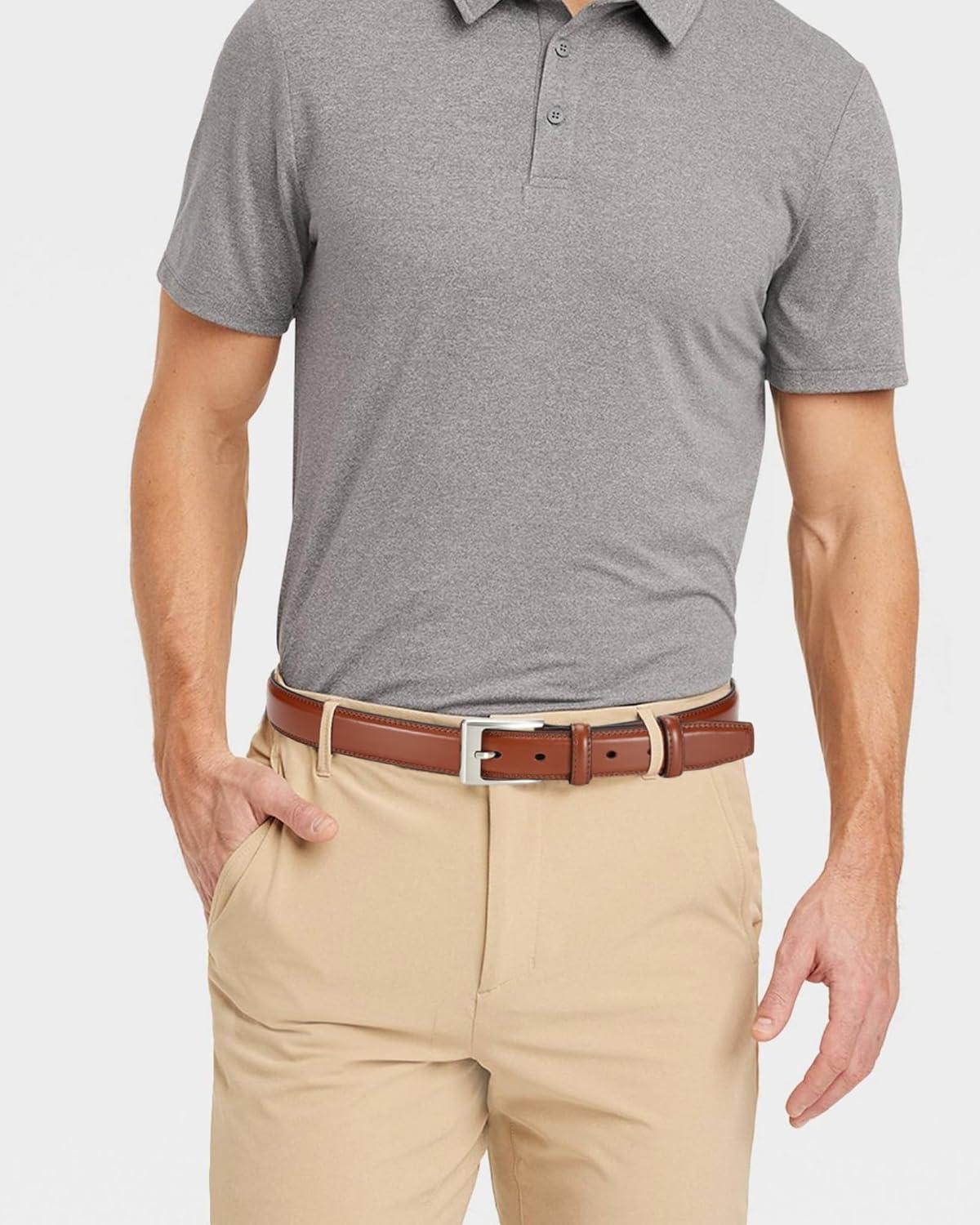 imageCHAOREN Mens Belts Leather Gift for Men  Perfect Companion to Mens Dress ShoesBasic Brown