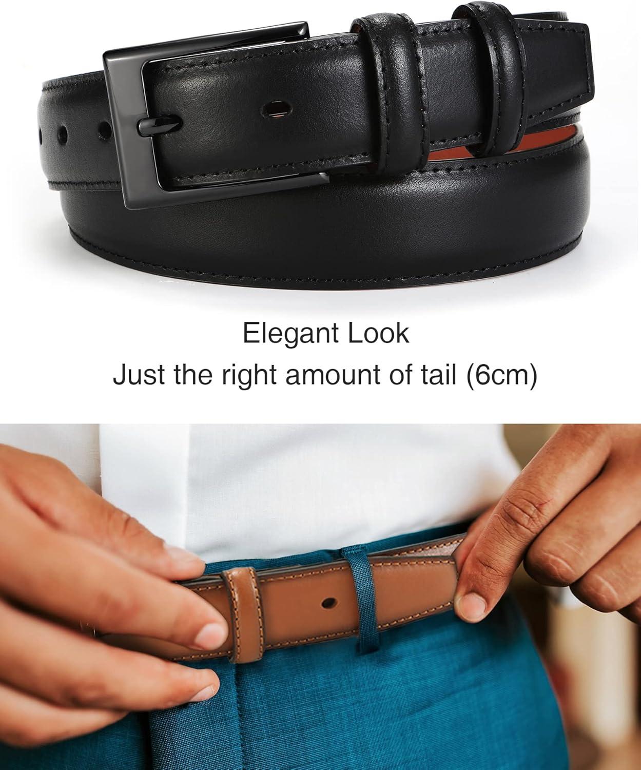 imageCHAOREN Mens Belts Leather Gift for Men  Perfect Companion to Mens Dress ShoesBlack