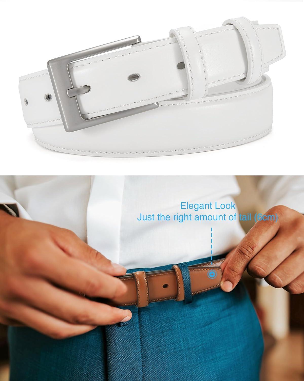 imageCHAOREN Mens Belts Leather Gift for Men  Perfect Companion to Mens Dress ShoesClassic White