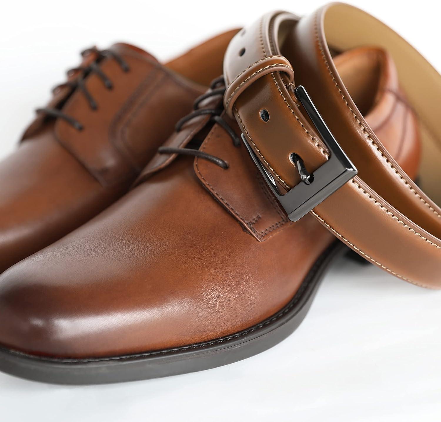 imageCHAOREN Mens Belts Leather Gift for Men  Perfect Companion to Mens Dress ShoesCognac