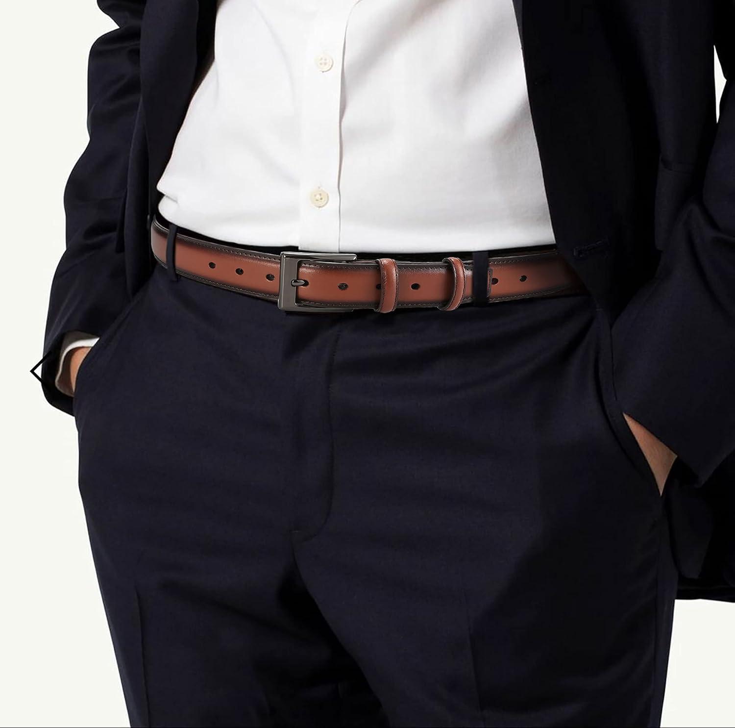 imageCHAOREN Mens Belts Leather Gift for Men  Perfect Companion to Mens Dress ShoesDark Brown