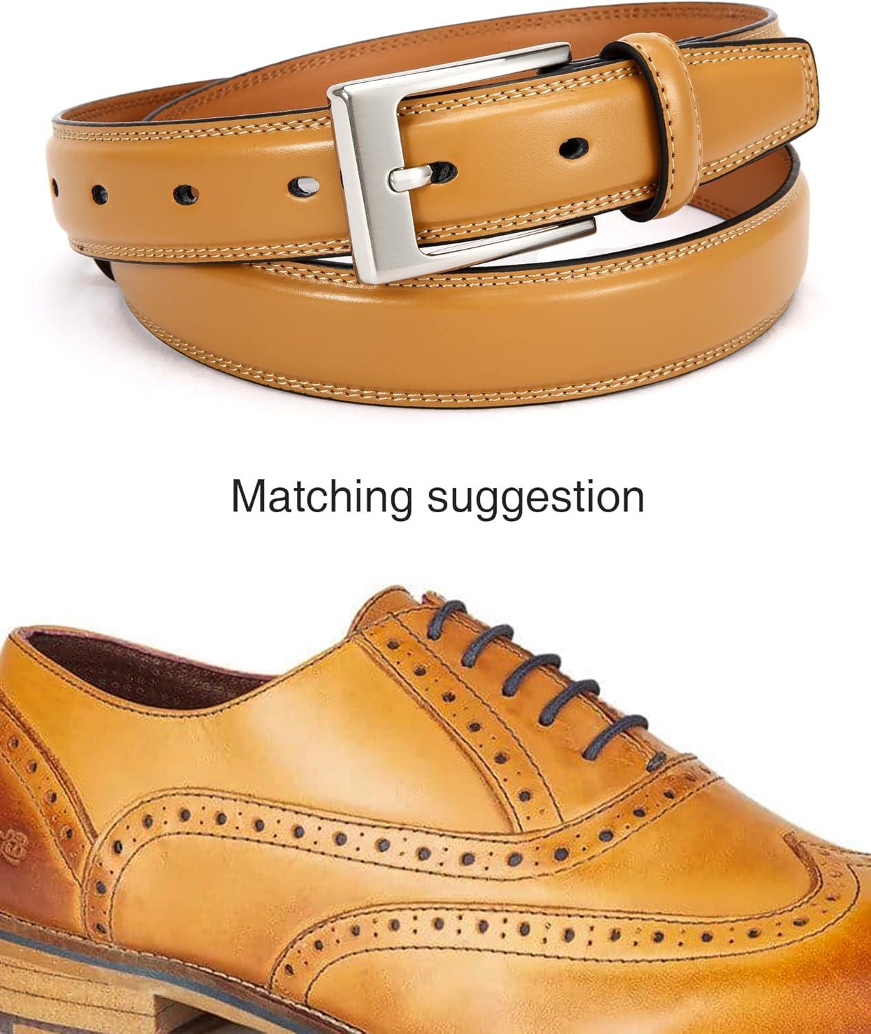 imageCHAOREN Mens Belts Leather Gift for Men  Perfect Companion to Mens Dress ShoesLight Tan