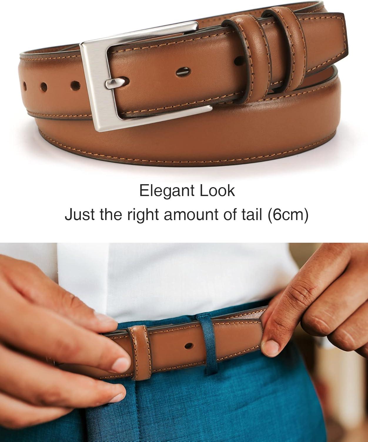 imageCHAOREN Mens Belts Leather Gift for Men  Perfect Companion to Mens Dress ShoesTan