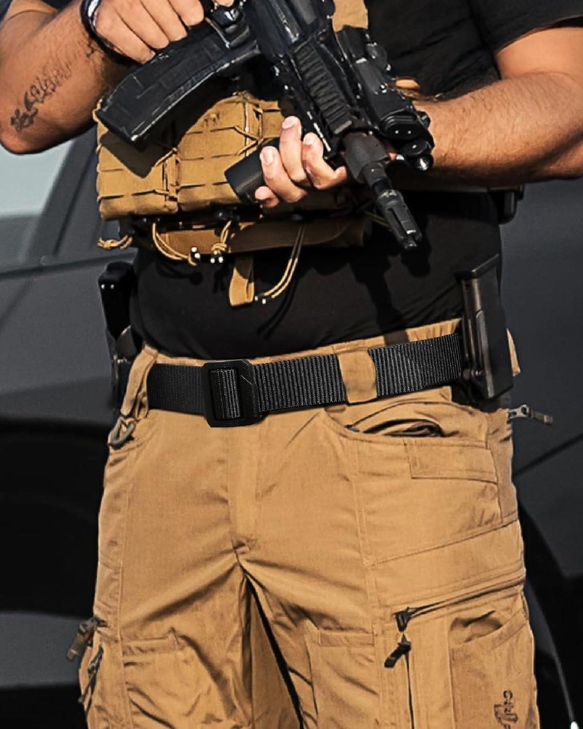 imageCHAOREN Tactical Belt Men  Nylon Gun Belt  Heavy Duty Military EDC for Jeans ampamp CCWBlack