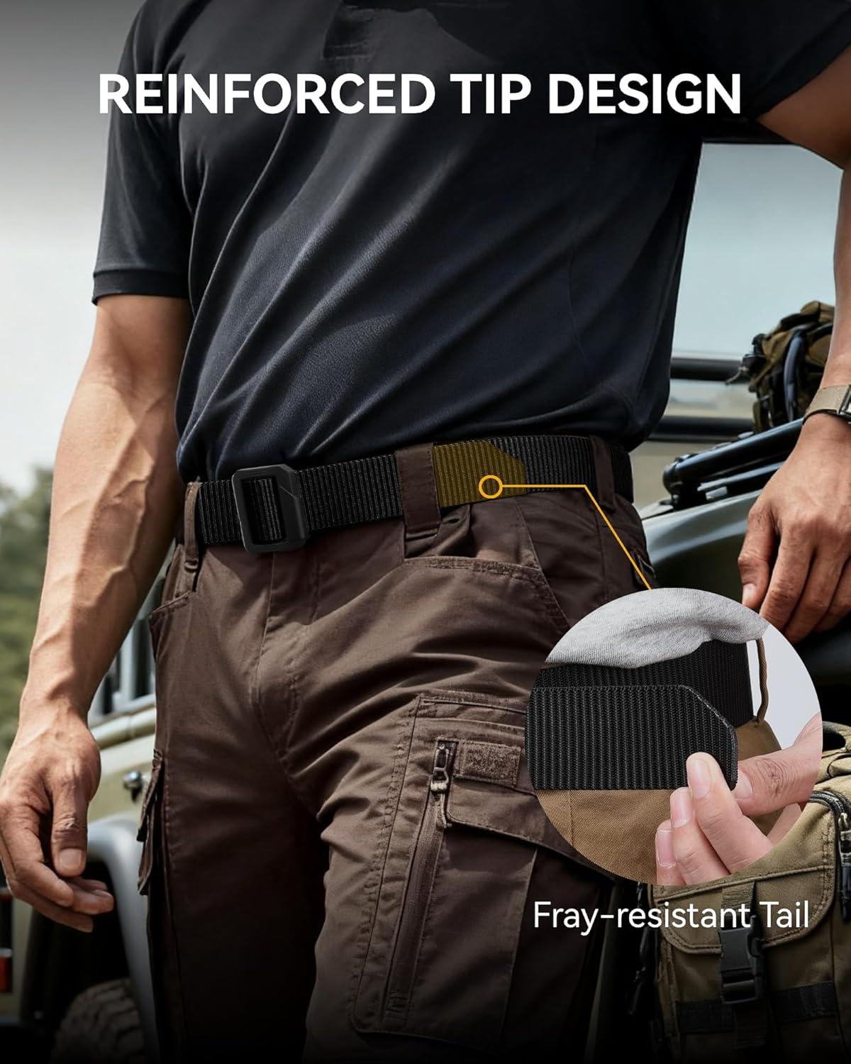 imageCHAOREN Tactical Belt Men  Nylon Gun Belt  Heavy Duty Military EDC for Jeans ampamp CCWBlack