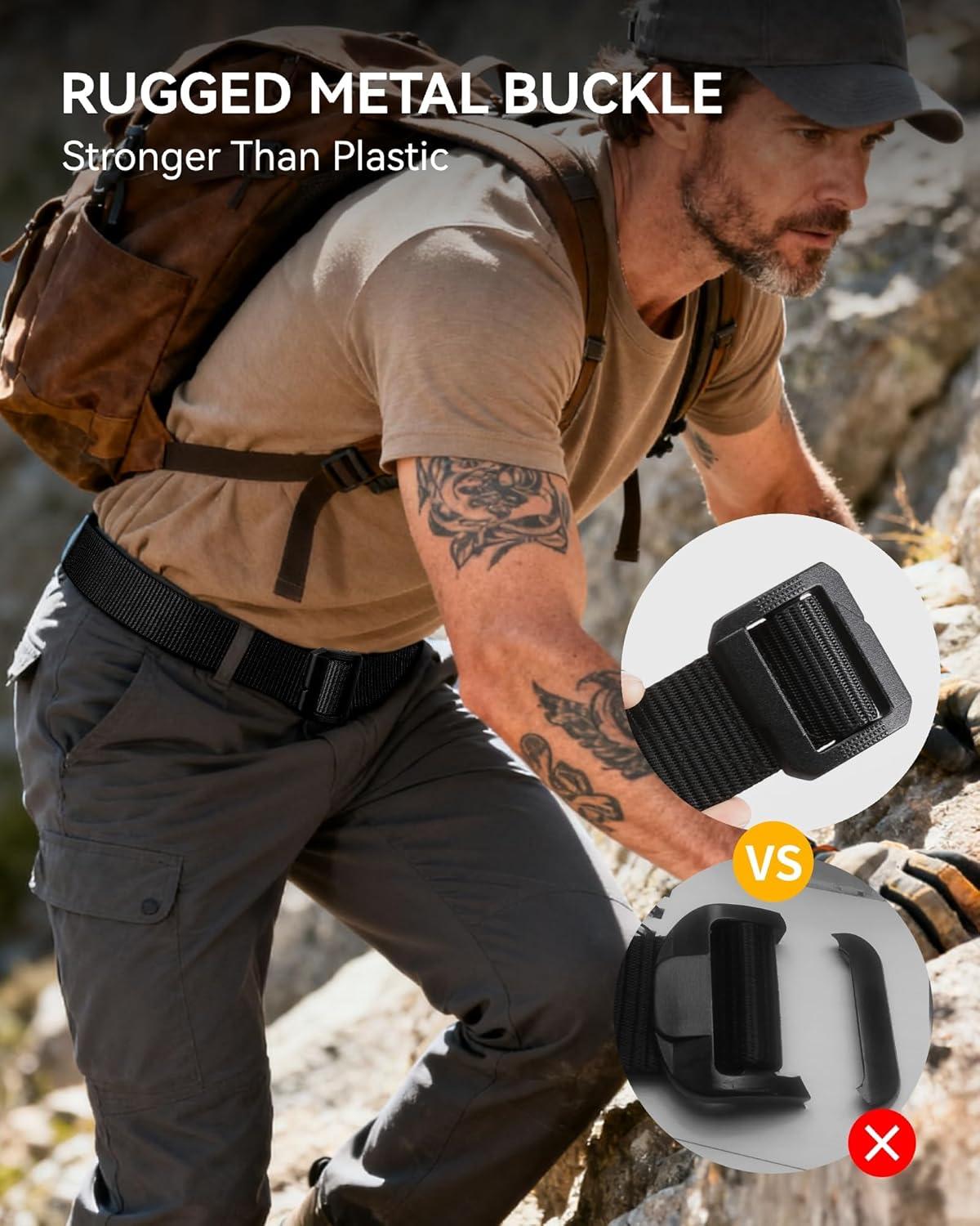 imageCHAOREN Tactical Belt Men  Nylon Gun Belt  Heavy Duty Military EDC for Jeans ampamp CCWGrey