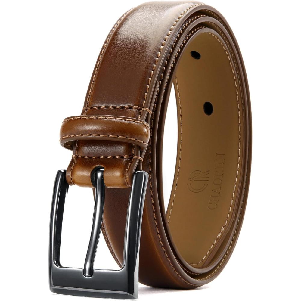 imageCHAOREN Mens Belts Leather Gift for Men  Perfect Companion to Mens Dress ShoesCognac