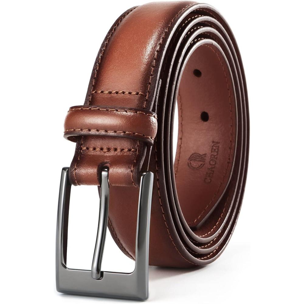 imageCHAOREN Mens Belts Leather Gift for Men  Perfect Companion to Mens Dress ShoesDark Brown