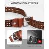 imageCHAOREN Mens Braided Leather Belt Casual Woven Leather Belt for Men 35mm Width for Dress Jeans GolfBrown