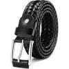 imageCHAOREN Mens Braided Leather Belt Casual Woven Leather Belt for Men 35mm Width for Dress Jeans GolfBlack