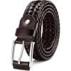 imageCHAOREN Mens Braided Leather Belt Casual Woven Leather Belt for Men 35mm Width for Dress Jeans GolfDark Brown