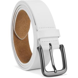 imageCHAOREN Mens Belts Leather  35mm Genuine Leather Belt for Jeans  Men Gift for Casual DressWhite