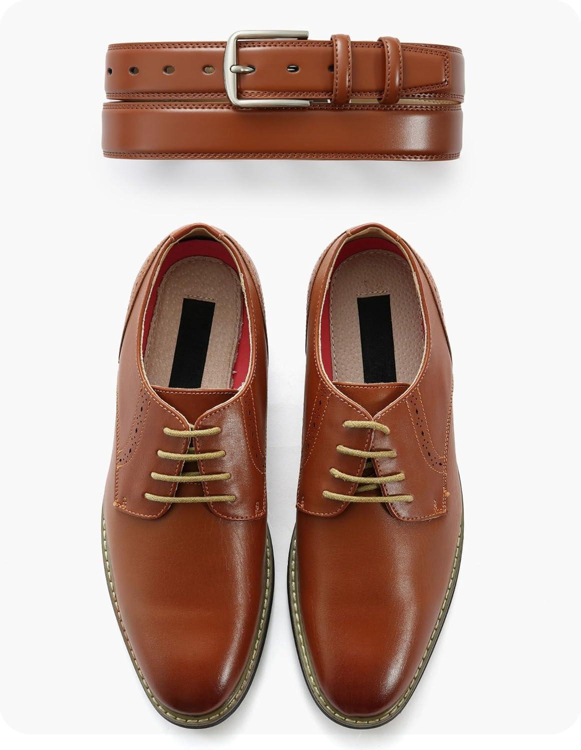 imageCHAOREN Mens Belt Leather  1 38quot Dress Belts for Men  Considerate Gift for Work Business Casual JeansChestnut