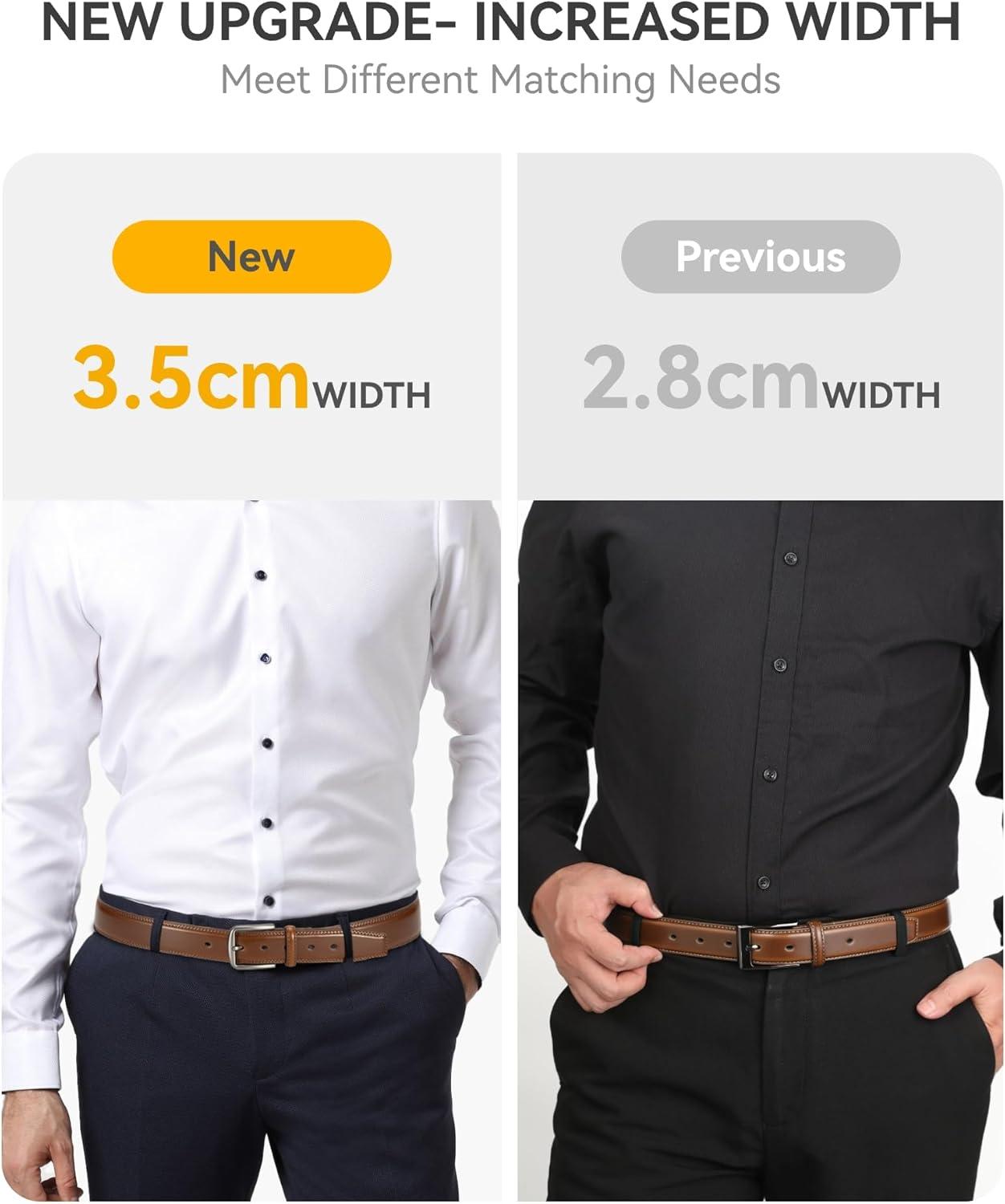 imageCHAOREN Mens Belt Leather  1 38quot Dress Belts for Men  Considerate Gift for Work Business Casual JeansChestnut