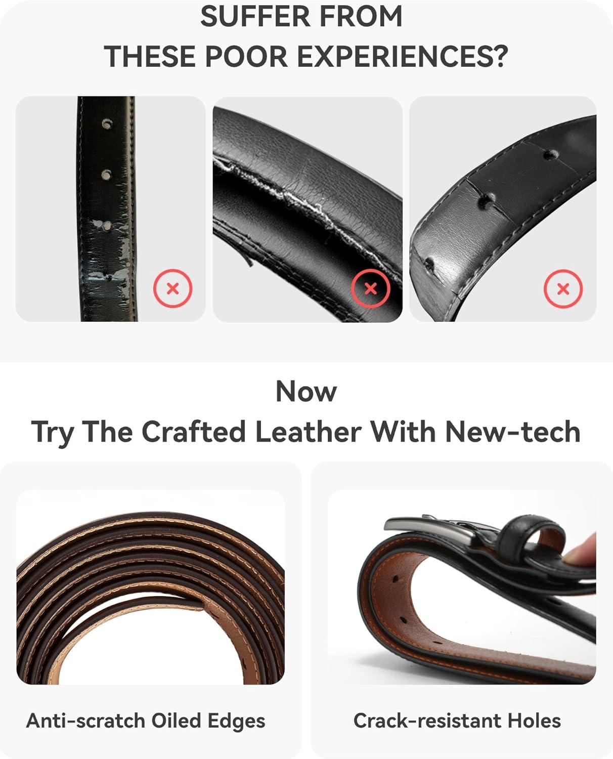 imageCHAOREN Mens Belt Leather  1 38quot Dress Belts for Men  Considerate Gift for Work Business Casual JeansChestnut