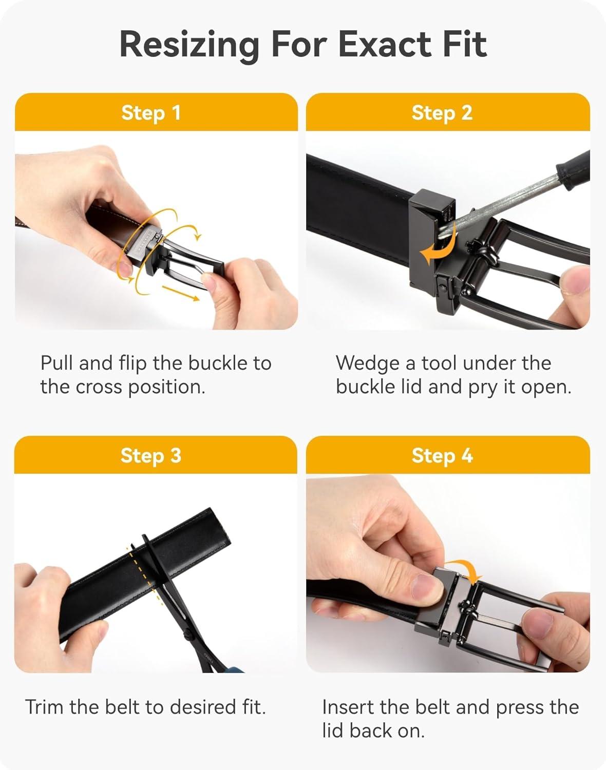 imageCHAOREN Reversible Belt Men 1 Piece  125quot Leather Dress Belt  Trim to Fit for Elegant StyleGreyBlack