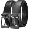 imageCHAOREN Reversible Belt Men 1 Piece  125quot Leather Dress Belt  Trim to Fit for Elegant StyleGreyBlack