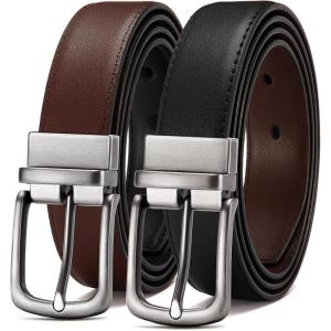 imageCHAOREN Reversible Belt Men 1 Piece  125quot Leather Dress Belt  Trim to Fit for Elegant StyleBlackBrown