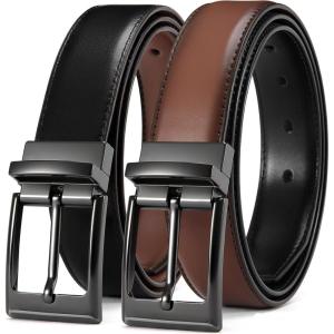 imageCHAOREN Reversible Belt Men 1 Piece  125quot Leather Dress Belt  Trim to Fit for Elegant StyleBlackDark Brown