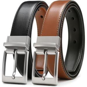 imageCHAOREN Reversible Belt Men 1 Piece  125quot Leather Dress Belt  Trim to Fit for Elegant StyleBlackOrange Brown