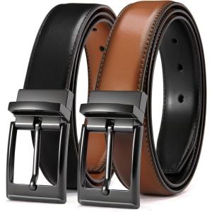 imageCHAOREN Reversible Belt Men 1 Piece  125quot Leather Dress Belt  Trim to Fit for Elegant StyleBlackTan